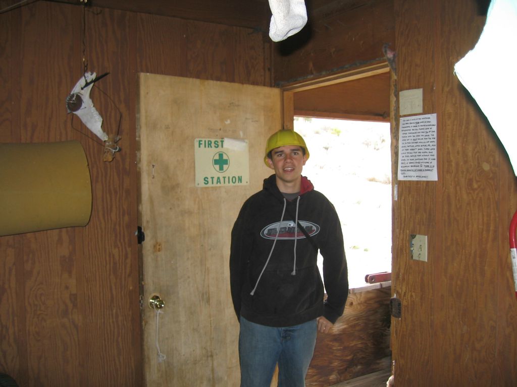 Rob walking through the front door of the Panamint Hilton after the long journey: